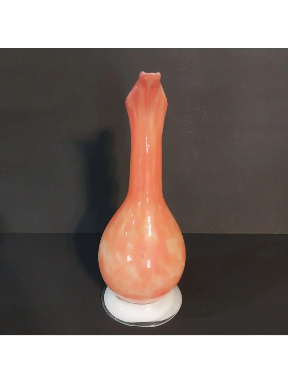 Vintage Cased Glass Pitcher Decorative Orange Swirl Vase